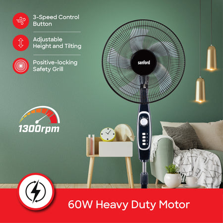 best stand fan 16 inch 60W Heavy-Duty Motor 3-Speed Adjustable sanford 4