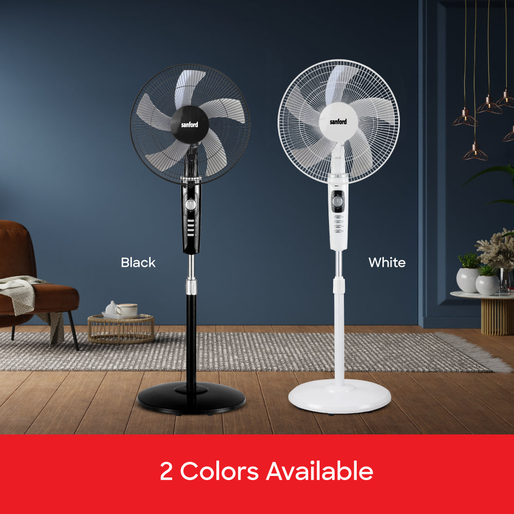 Sanford 16-Inch Stand Fan | 60W Heavy-Duty Motor | 3-Speed | 60-Min Timer | Adjustable Height & Oscillation - buysanford
