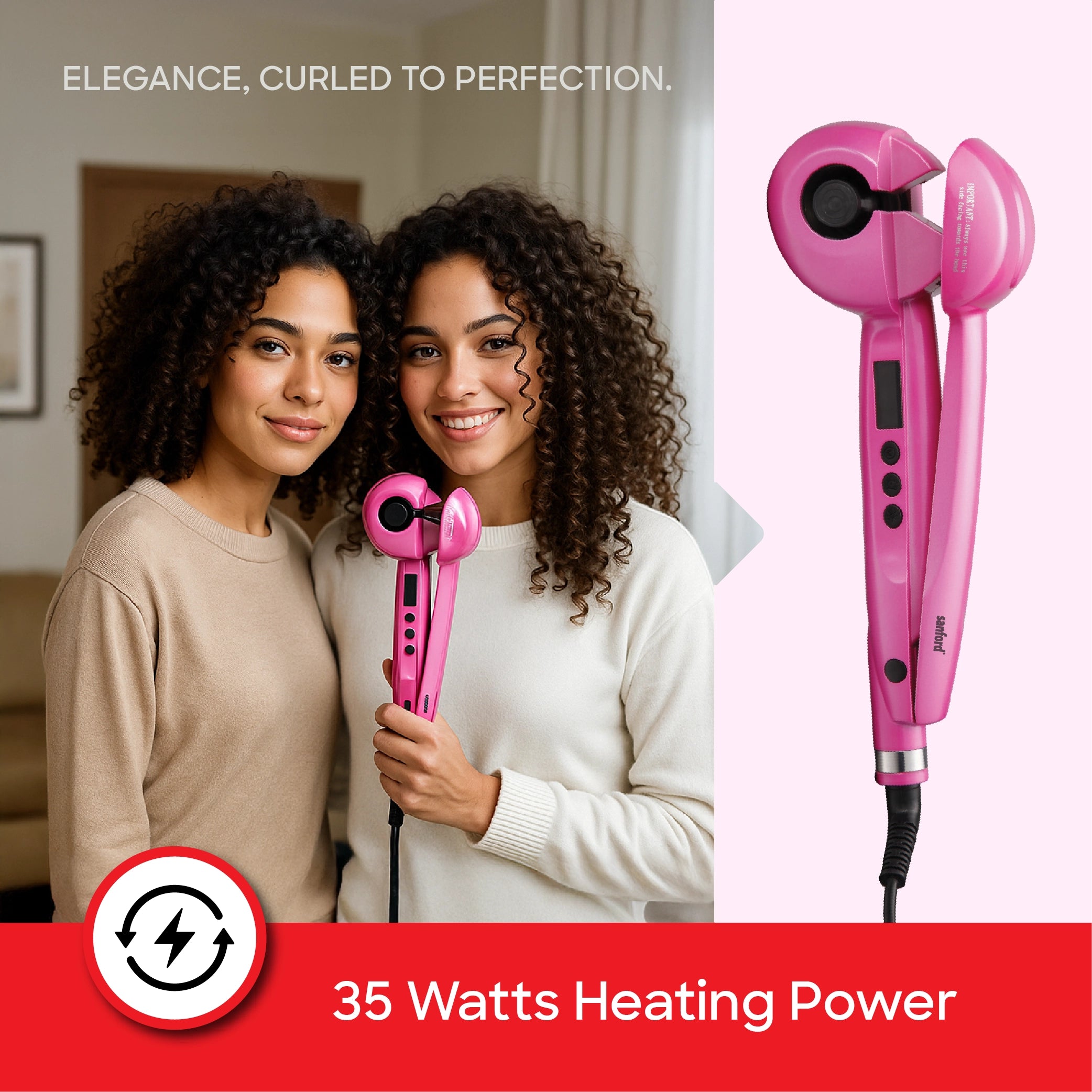 LCD display Auto hair curler 360 degree rotation and heat ready indicator sanford 4