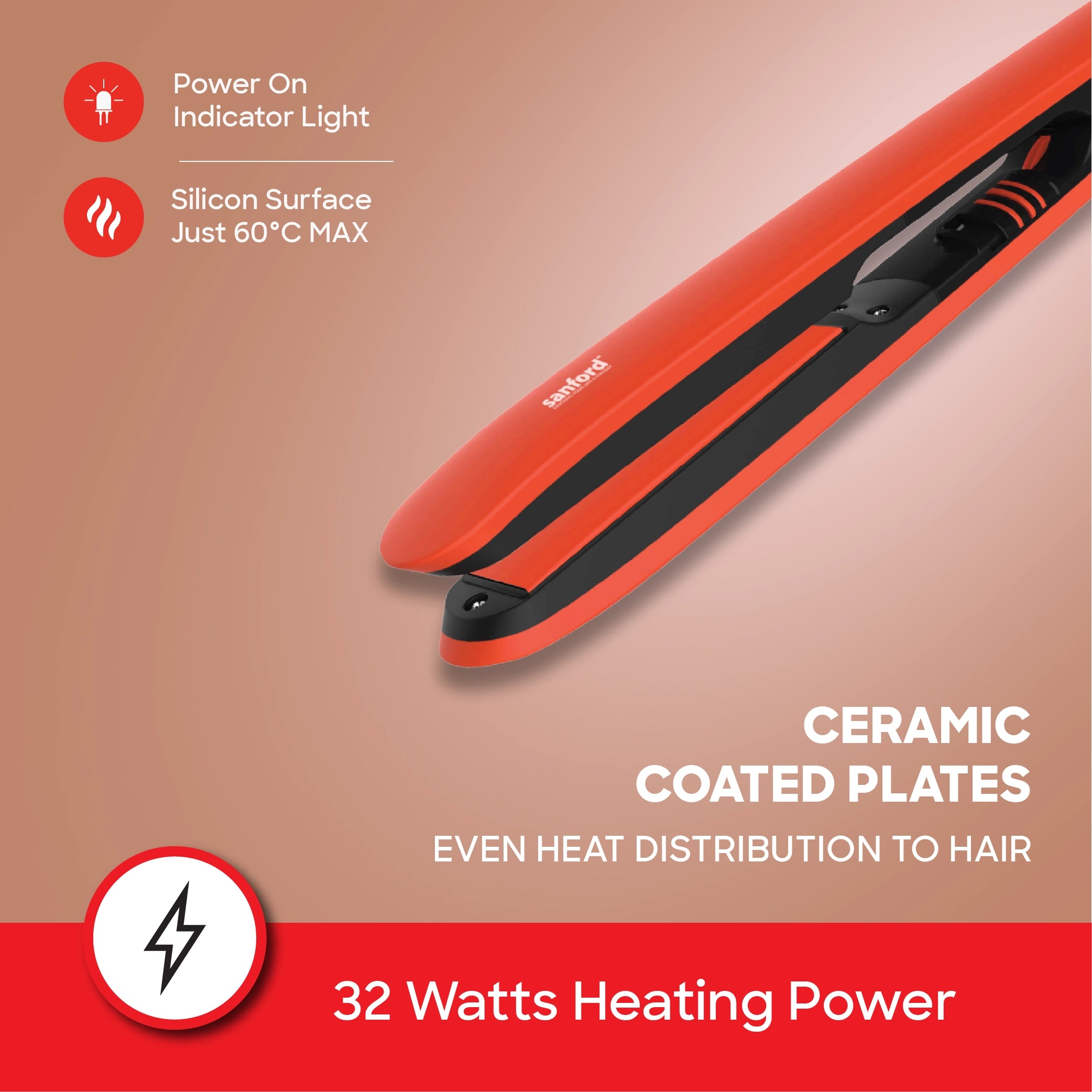 Ceramic coated hair straightener silicone surface and 360 swivel cable sanford 4