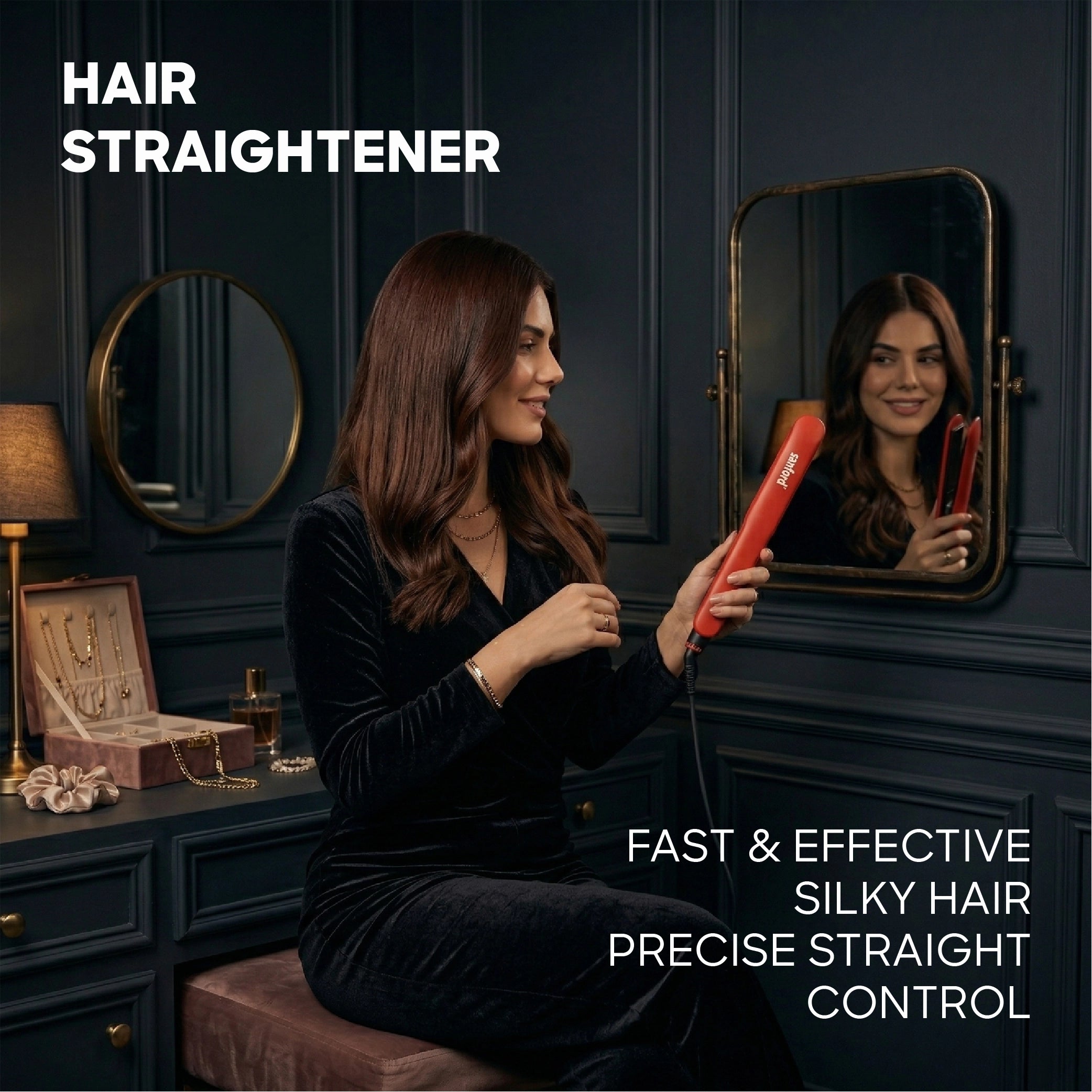 Ceramic coated hair straightener silicone surface and 360 swivel cable sanford 5