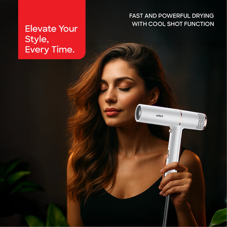 Sanford SF9678HD 2200W Hair Dryer – lifestyle shot, woman holding the hair dryer