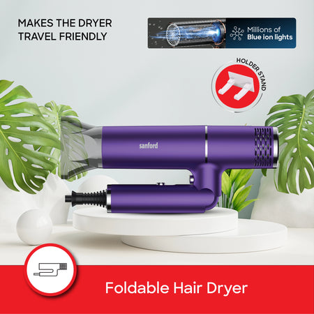 Sanford SF9678HD 2200W Hair Dryer – foldable travel-friendly design feature callout