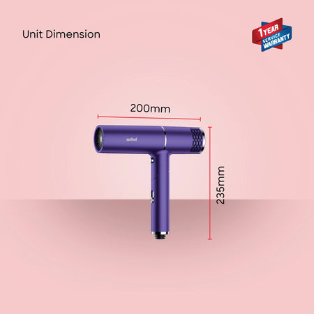Sanford SF9678HD 2200W Hair Dryer – unit dimensions and measurements