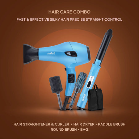 5 in 1 Hair Styling Kit Hair Dryer Straightener Curler & brush 2200W sanford 5