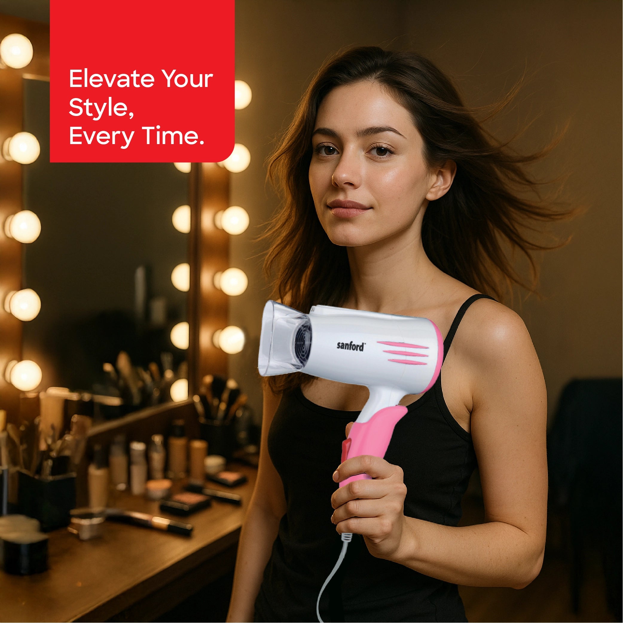 Hair dryer 1600W foldable handle concentrator nozzle and dual speed sanford 2