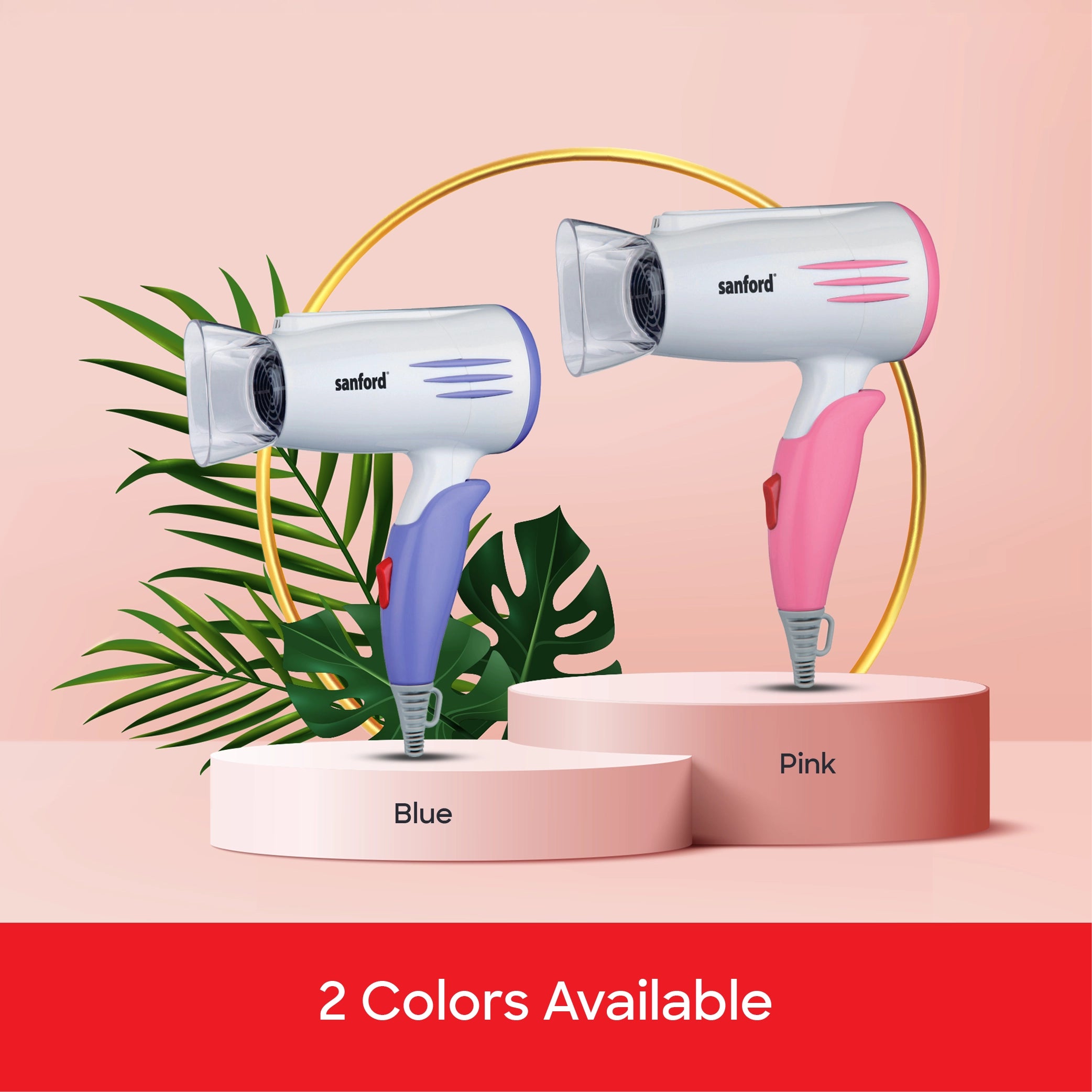 Hair dryer 1600W foldable handle concentrator nozzle and dual speed sanford 5