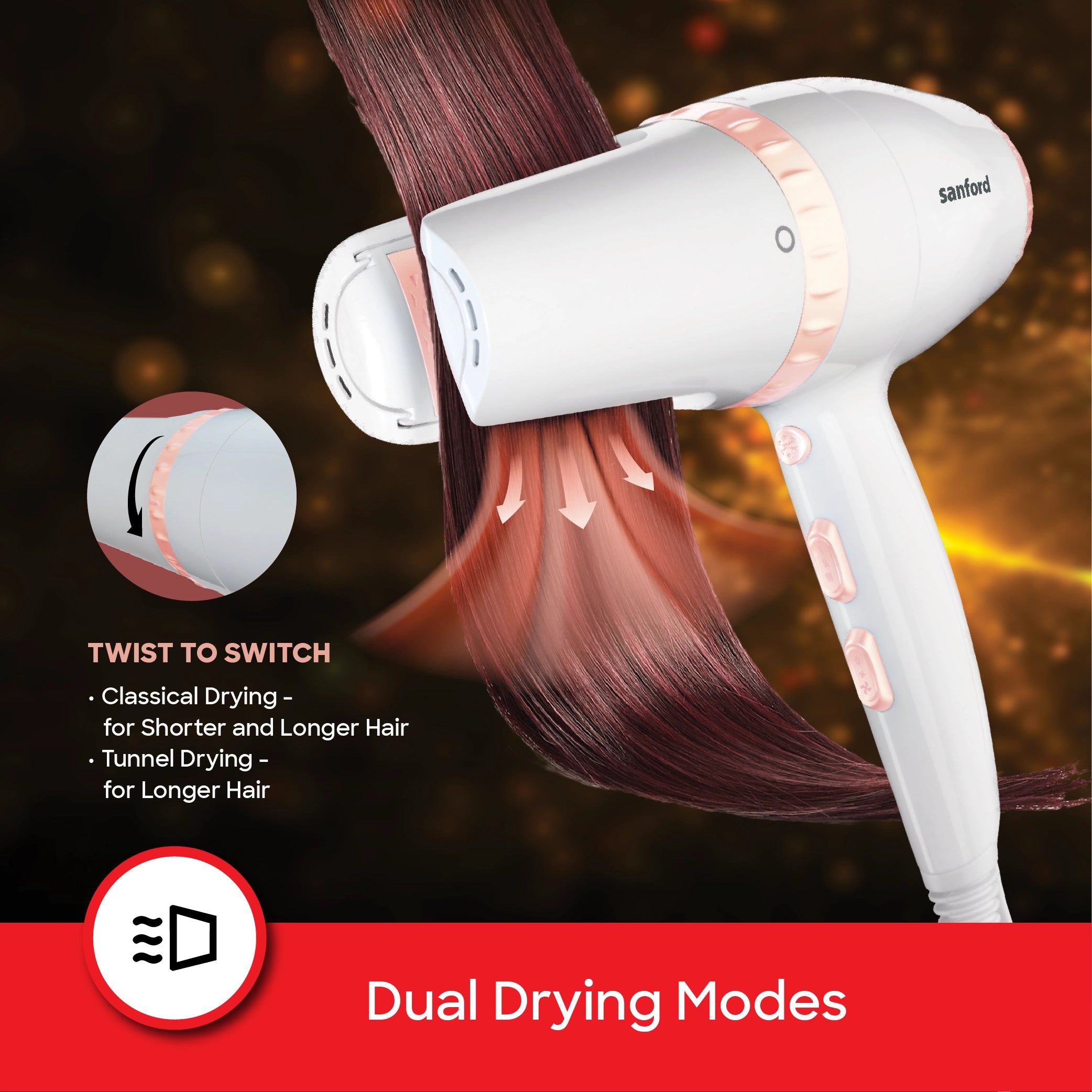 best hair dryer 2000W AC Motor 2 in 1 Drying Modes sanford 4