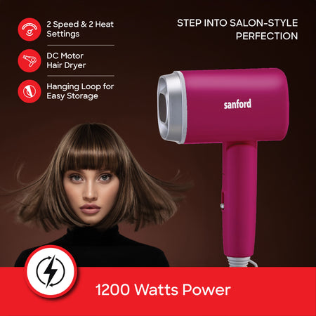 Sanford SF9693HD 1200W Hair Dryer – 1200W DC motor feature callout