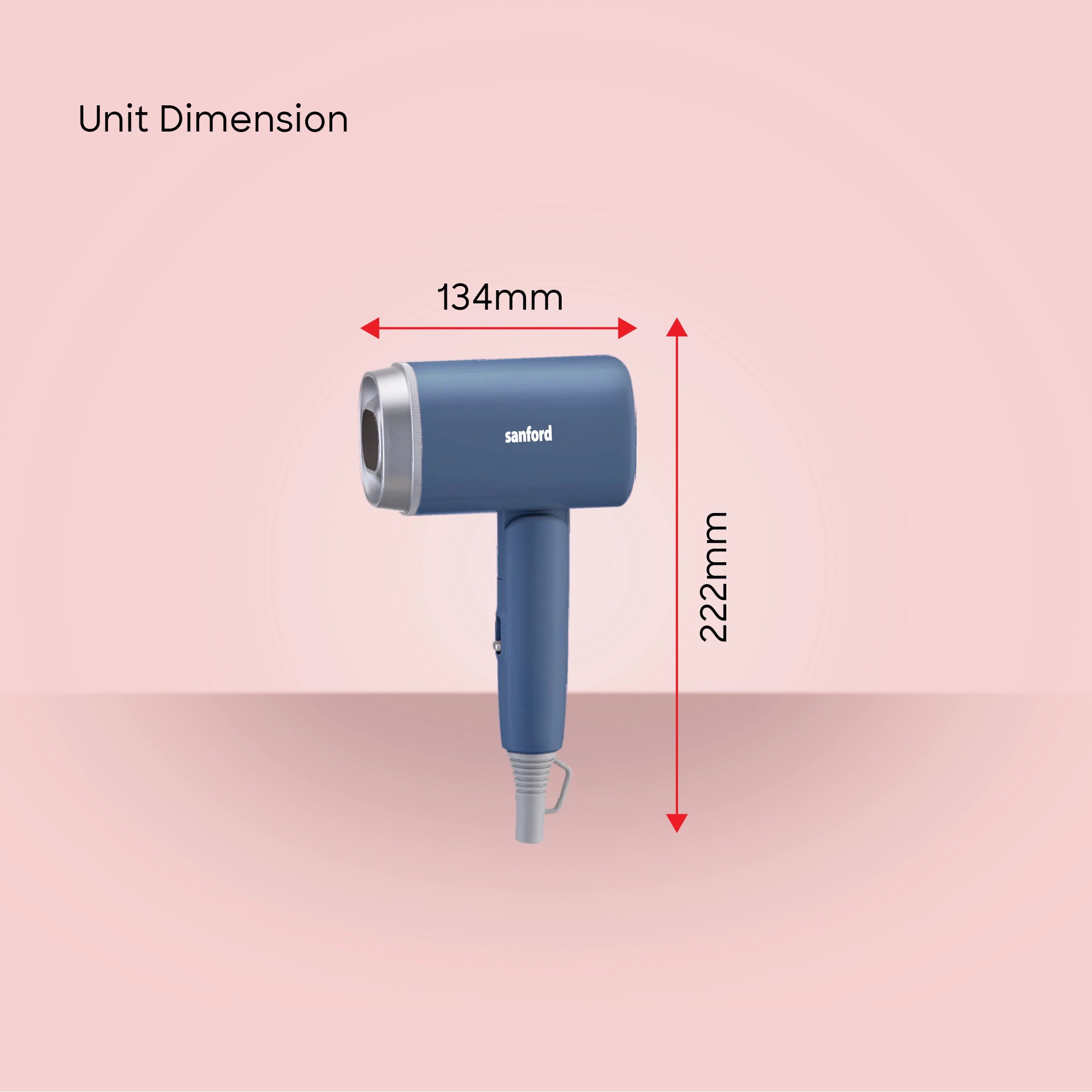 Hair dryer 1200W with foldable handle compact design & dual speed sanford 6