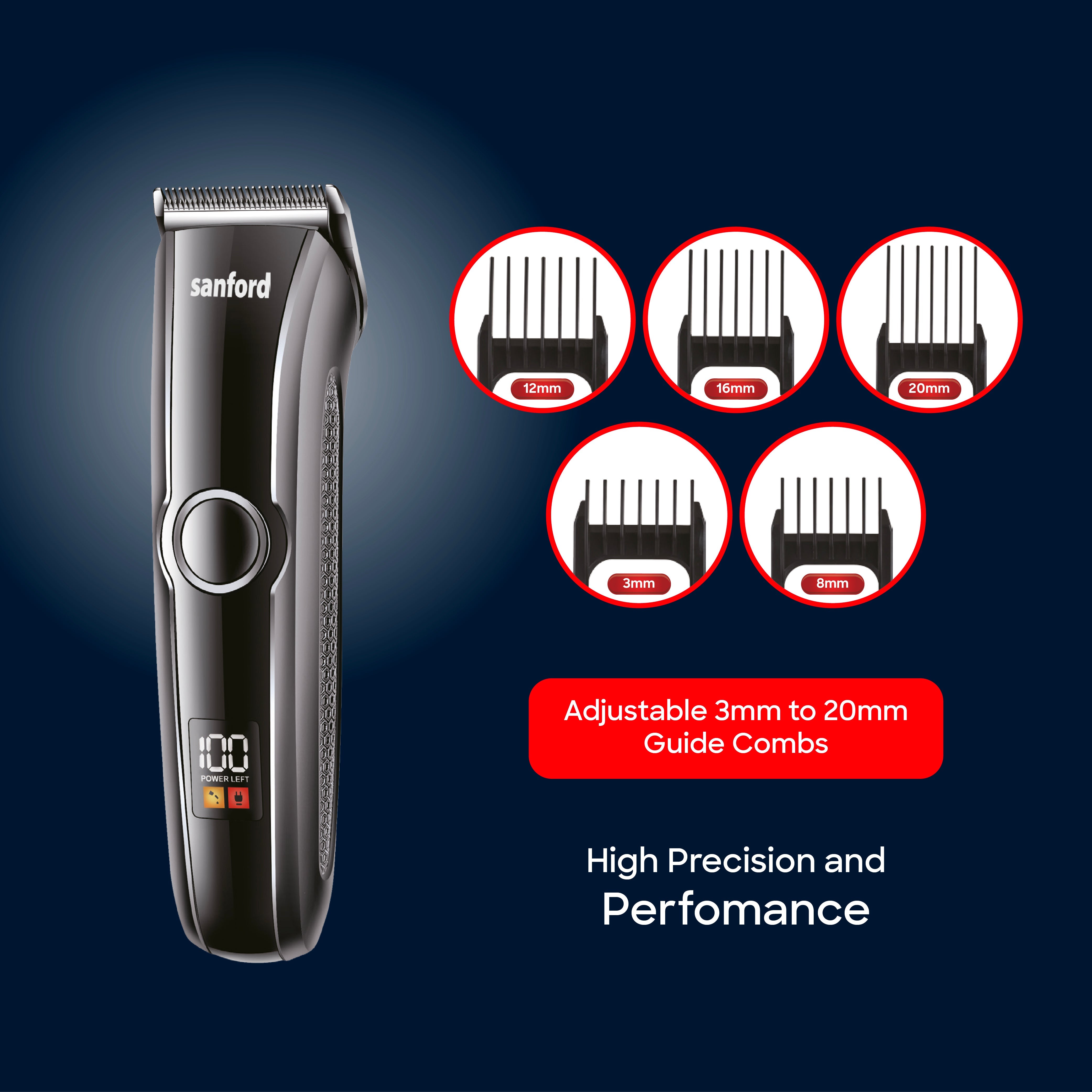 best hair trimmer U blade 6500 RPM motor LED display & long runtime sanford 3
