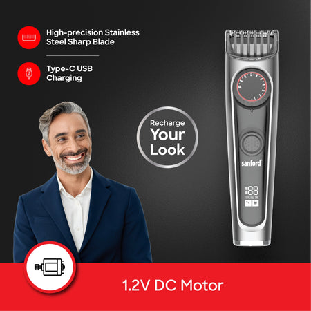 rechargeable hair and beard trimmer 45 min type C charging sanford 4