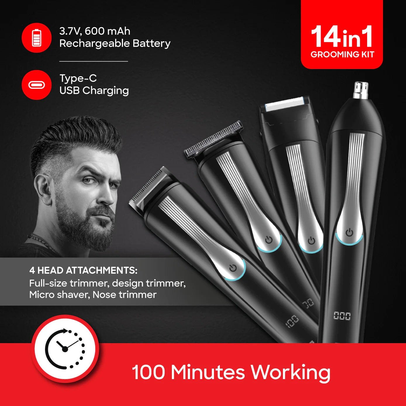 best rechargeable hair clipper 14 in 1 professional grooming kit sanford 3