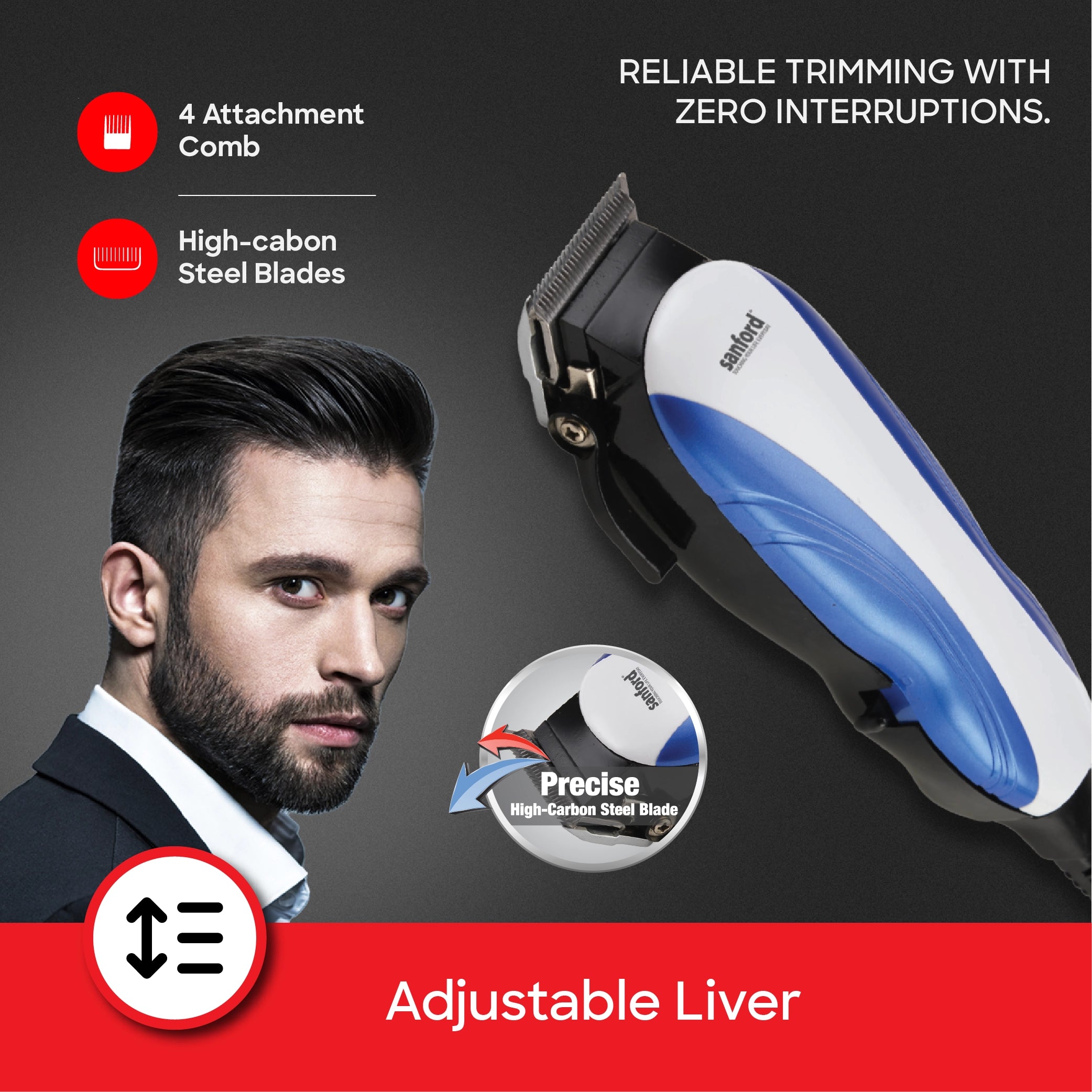 best rechargeable hair clipper adjustable multi cut steel blade sanford 3