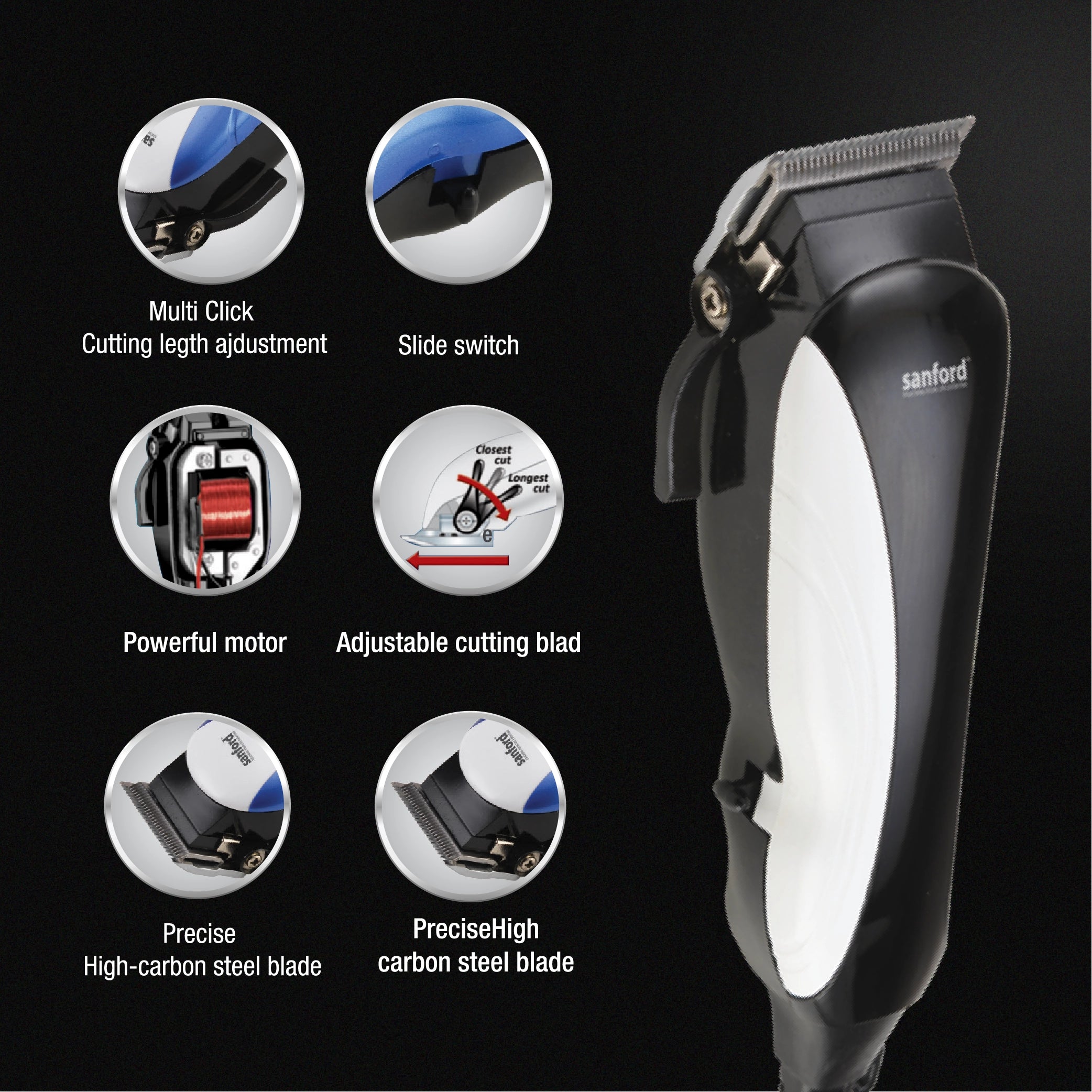 best rechargeable hair clipper adjustable multi cut steel blade sanford 4