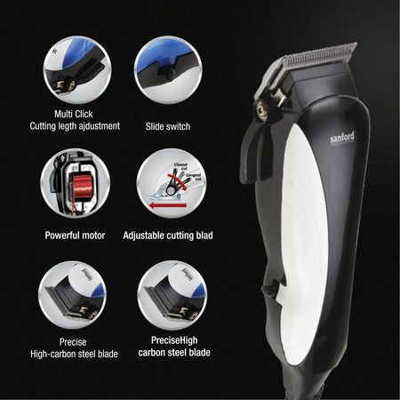 Sanford SF9730HC Hair Clipper – powerful motor and adjustable cutting lever feature callout