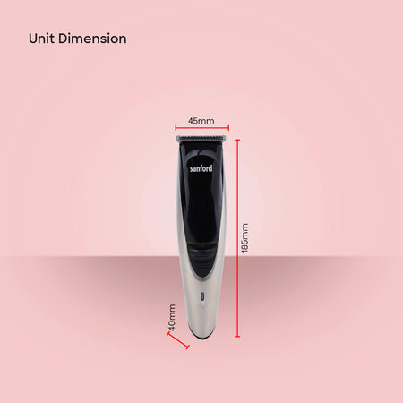 Sanford SF9739HC A Hair Clipper – unit dimensions, 45mm W x 185mm H x 40mm D