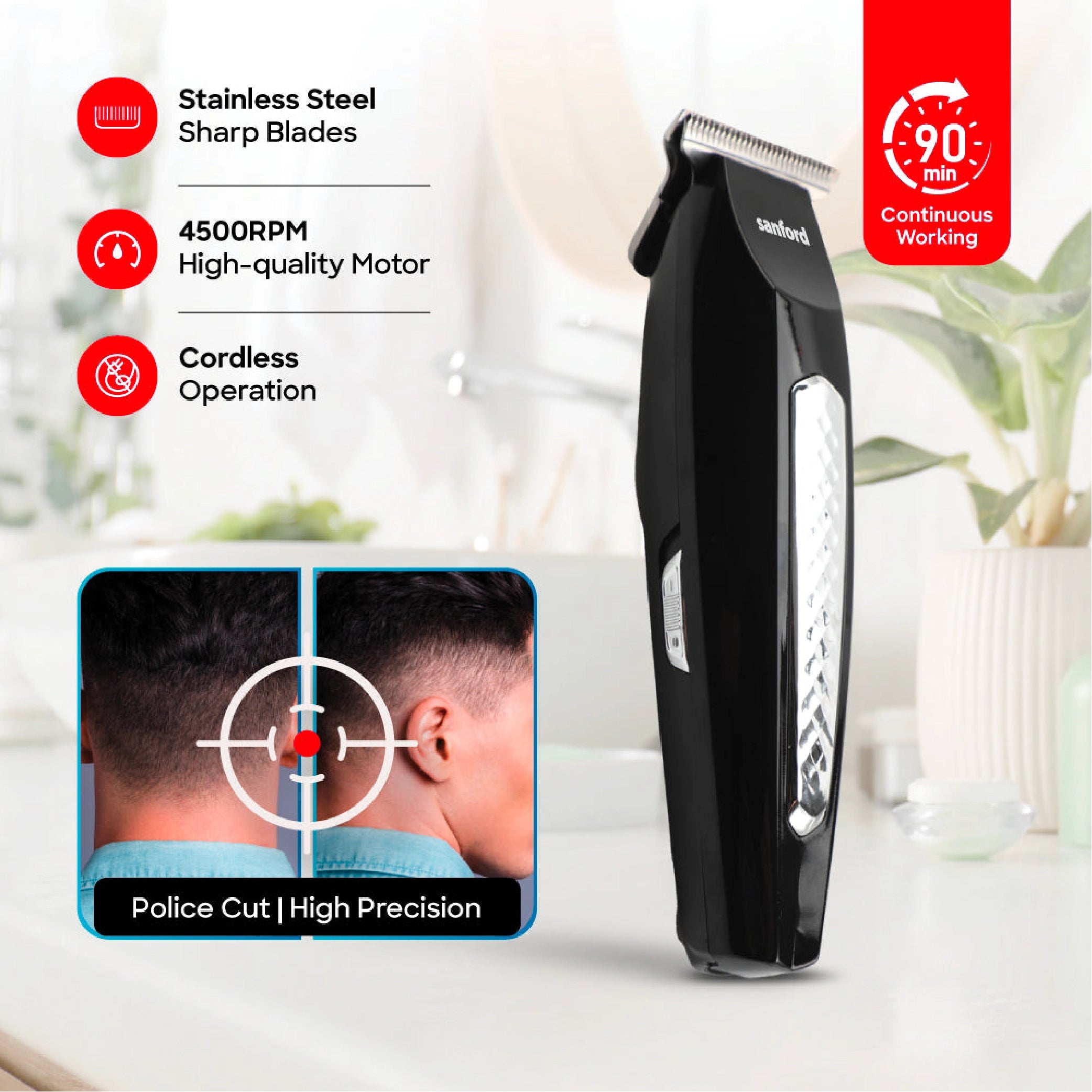 best hair trimmer stainless steel blade 4500 RPM motor & LED indicator sanford 3