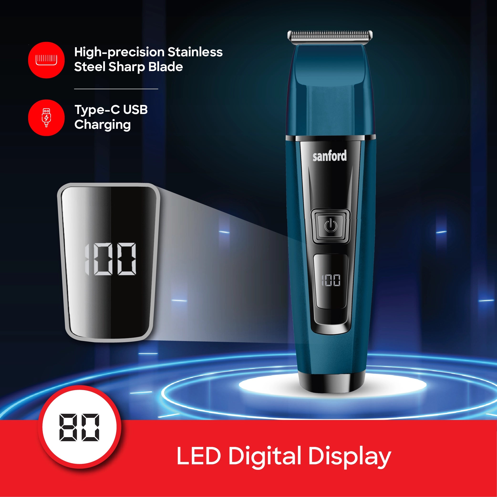 3 in 1 grooming kit LED display type C & 80 min sanford 4