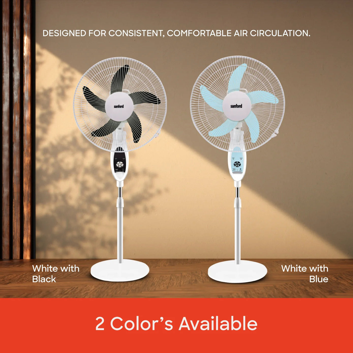 18 inch rechargeable stand fan 9 speeds LED light  AC DC operation 60W copper motor sanford 5
