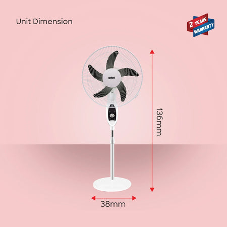 18 inch rechargeable stand fan 9 speeds LED light  AC DC operation 60W copper motor sanford 6