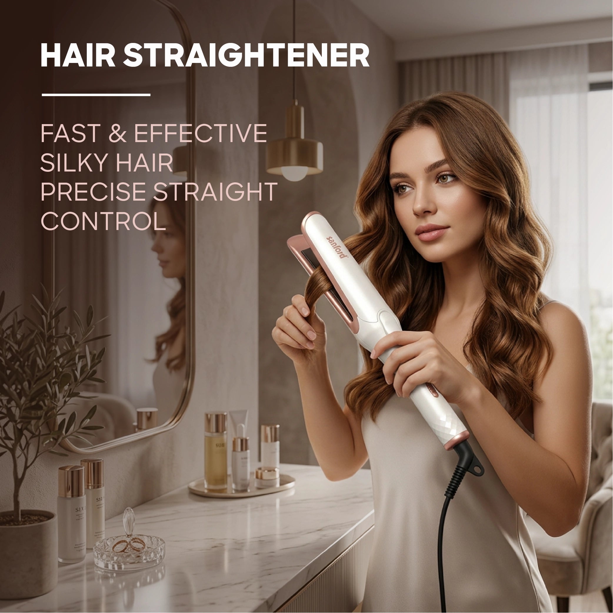 Ceramic plate hair straightener fast heat & cool touch body sanford 5