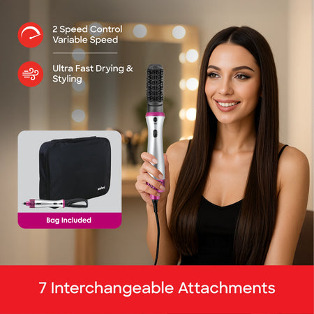 Sanford SF9796HS 9-in-1 Hair Styler – lifestyle shot, woman styling with attachments