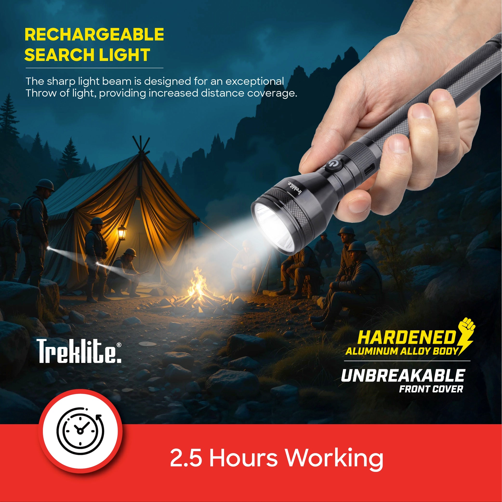 Rechargeable LED flashlight combo 2 pack 2500m range 7000mAh battery sanford 5