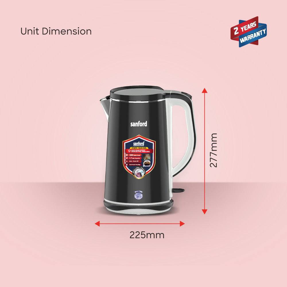 Sanford  1.7 L Double Layer Cordless Electric Kettle | SF1869EK - SANFORD MIDDLE EAST DWC L.L.C