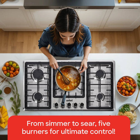 Sanford SF5465GH 5-Burner Gas Stove Top View