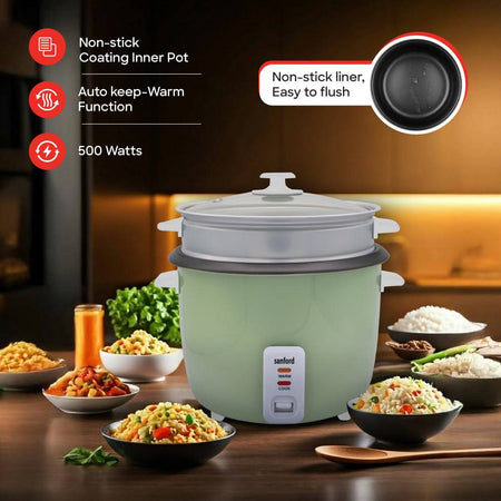 Sanford SF1160RC Rice Cooker Non-Stick Pot & Glass Lid